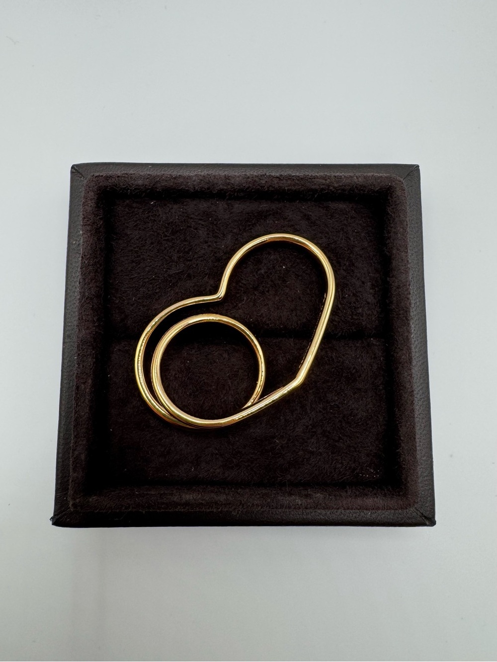 Vintage Hermes 18k Rose Gold Vertige Cur Double Heart Ring Size 6